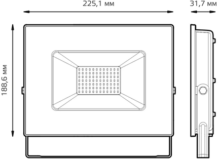 led прожектор Gauss 688100370 Basic - размеры