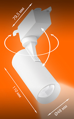 1-фазный трековый led светильник Ledvance ECO CLASS 5Вт 450 лм 4000К белый - размеры