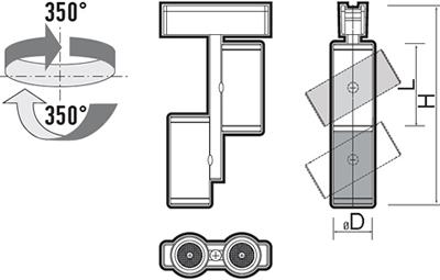трековый led светильник Jazzway MTR16 2320B - размеры