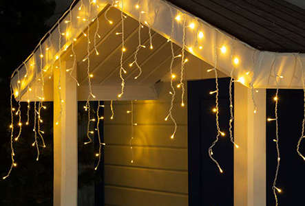 led гирлянда-бахрома IEK LGDU321-1-200-L3-T-S-44 - теплый белый цвет свечения с мерцанием