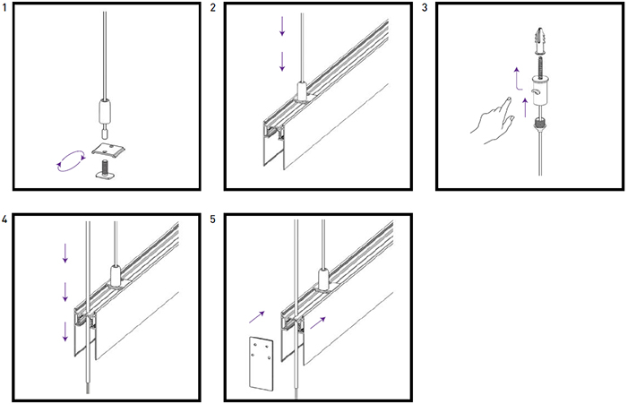 установка накладного шинопровода "Эра" серии Nova на тросовых подвесах