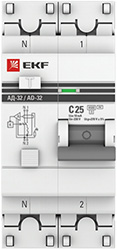 дифавтомат АД-32 1P+N 25А/10мА тип АС 4,5кА EKF - внешний вид