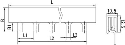 шина соединительная PIN 2Р 63А EKF - размеры