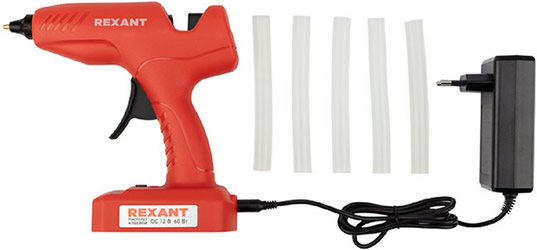 пистолет клеевой аккумуляторный Rexant 12-1553 - комплект