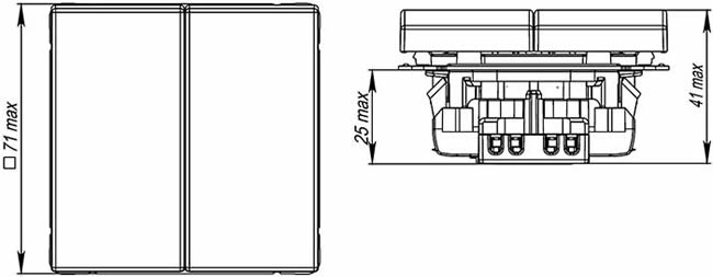 выключатель 2-клавишный Systeme Electric серии ArtGallery - размеры