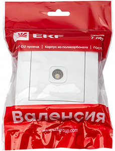 розетка TV 1-местная оконечная EKF EWA00-027-10 "Валенсия" - упаковка