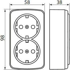 розетка 2-местная EKF "Минск" открытой установки, с з/к, - размеры