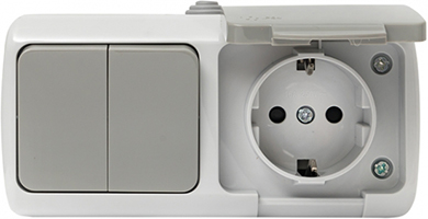 блок розетка 1-местная с з/к + выключатель 2-кл. EKF "Мурманск" - внешний вид