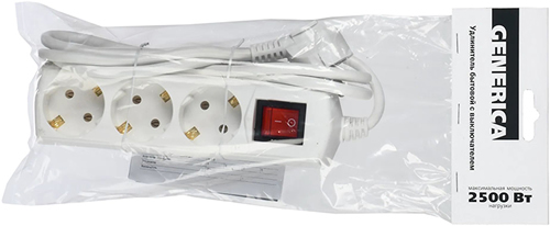 удлинитель Generica У03В с з/к и выключателем - упаковка