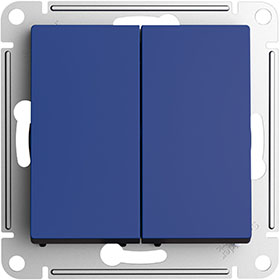 выключатель 2-клавишный Systeme Electric AtlasDesign, аквамарин - внешний вид