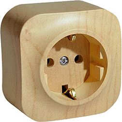 розетка 1-местная Legrand 782271 Quteo с з/к дерево - внешний вид