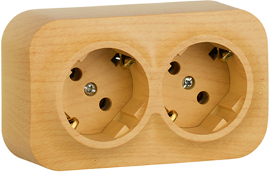 розетка 2-местная Legrand 782293 Quteo с з/к дерево - внешний вид