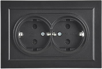 розетка 2-местная IEK РСш12-3-БрЧ Brite - внешний вид