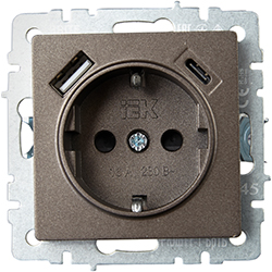 розетка 1-местная IEK РЮш11-1-БрТБ Brite - внешний вид