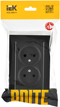 розетка 2-местная IEK РС12-2-БрЧ Brite - упаковка