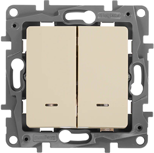 выключатель 2-клавишный Legrand Etika 672304 - внешний вид
