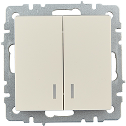 выключатель 2-клавишный IEK ВС10-2-1-БрКр Brite - внешний вид