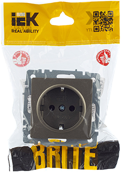розетка 1-местная IEK РС11-1-0-БрШ Brite - упаковка