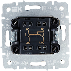 выключатель 1-клавишный перекрестный IEK ВС10-1-3-БрА Brite - вид с тыльной стороны