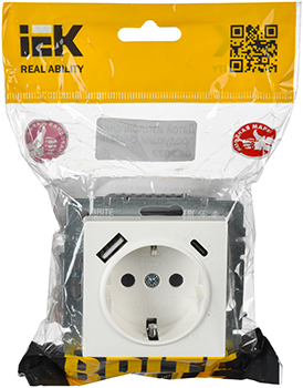 розетка 1-местная IEK РЮш11-1-БрБ Brite - упаковка