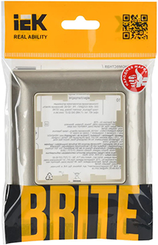 рамка 1-постовая IEK РУ-1-Бр Brite бежевый / шампань - упаковка