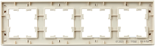 рамка 4-постовая IEK РУ-4-Бр Brite бежевый рифленый - вид с тыльной стороны