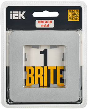 рамка 1-постовая IEK РУ-1-1-Бр металл алюминий RE Brite - упаковка