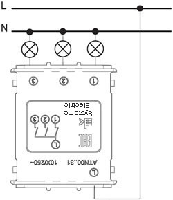 выключатель 3-клавишный Systeme Electric AtlasDesign - схема подключения