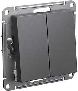 переключатель 2-клавишный Systeme Electric AtlasDesign, базальт - внешний вид