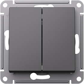 переключатель 2-клавишный Systeme Electric AtlasDesign, базальт - внешний вид