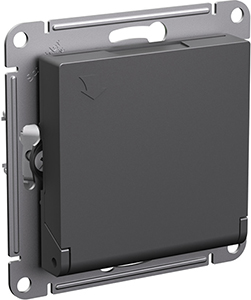 розетка 1-местная Systeme Electric AtlasDesign, з/к, шторки, крышка, базальт - внешний вид