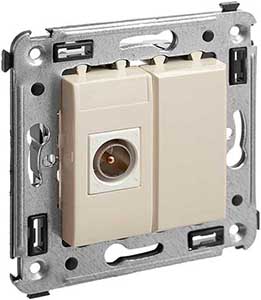 розетка TV одиночная DKC Avanti, цвет ванильная дымка, - внешний вид