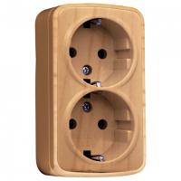 купить Минск светлое дерево розетка открытая 2-мест заземление IP20  в Самаре Минск светлое дерево розетка открытая 2-мест заземление IP20