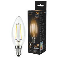 купить Лампа свд 220В E14 7Вт 2700К 550лм свеча C35 прозрачная филамент Gauss в Самаре Лампа свд 220В E14 7Вт 2700К 550лм свеча C35 прозрачная филамент Gauss