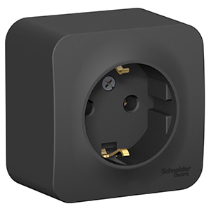купить Бланка антрацит розетка открытая 1-мест заземление IP20  в Самаре Бланка антрацит розетка открытая 1-мест заземление IP20
