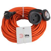 Удлинитель 1-мест 20м ПВС 2*0,75 оранжевый  IP44 ЭРА 