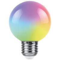 купить Лампа декор свд Е27 3Вт RGB G60 матовая Feron  плавная смена цвета в Самаре Лампа декор свд Е27 3Вт RGB G60 матовая Feron  плавная смена цвета