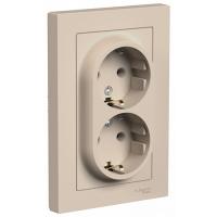 купить Атлас песочный розетка скрытая 2-мест заземление IP20 в сборе в Самаре Атлас песочный розетка скрытая 2-мест заземление IP20 в сборе