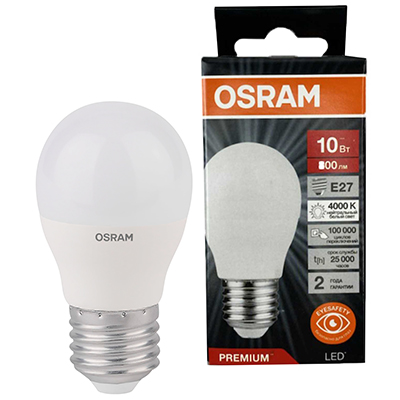 купить Лампа шар свд Е27 10Вт 4000К 800лм P45 матовый Osram LED Value black в Самаре Лампа шар свд Е27 10Вт 4000К 800лм P45 матовый Osram LED Value black