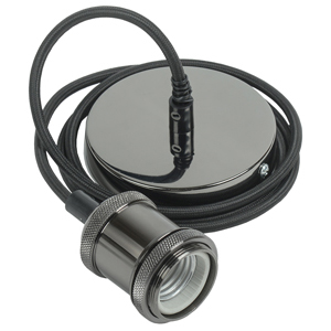 купить Патрон подвесной E27 керамика/металл со шнуром 1,5м черный IEK RETRO в Самаре Патрон подвесной E27 керамика/металл со шнуром 1,5м черный IEK RETRO