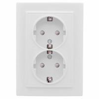 купить Минск белый розетка скрытая 2-мест заземление шторки IP20  в Самаре Минск белый розетка скрытая 2-мест заземление шторки IP20