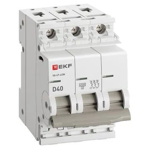 Автомат 3Р 40А D 4,5кА ВА47-63N EKF PROxima 