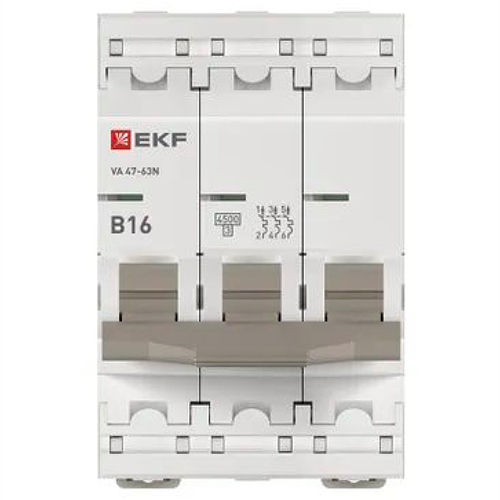Автомат 3Р 16А B 4,5кА ВА47-63N EKF PROxima