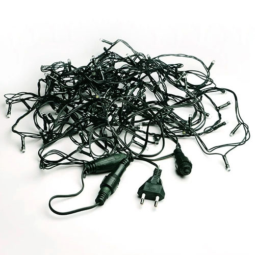 Гирлянда нить 12м аквамарин 120свд IP44 зеленый провод соединяемая (до 10мод.)