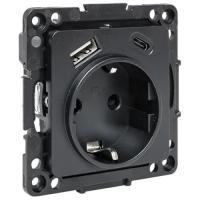 купить Стокгольм черный механизм розетки скрытая 1-мест заземление шторки IP20 typeA-typeC в Самаре Стокгольм черный механизм розетки скрытая 1-мест заземление шторки IP20 typeA-typeC