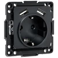 купить Стокгольм черный механизм розетки скрытая 1-мест заземление шторки USB IP20  в Самаре Стокгольм черный механизм розетки скрытая 1-мест заземление шторки USB IP20