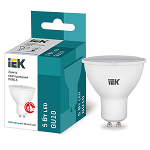 купить Лампа свд 220В GU10 5Вт 4000К 450лм PAR16 матовая IEK  в Самаре Лампа свд 220В GU10 5Вт 4000К 450лм PAR16 матовая IEK