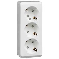купить Этюд белый розетка открытая 3-мест заземление шторки IP20  в Самаре Этюд белый розетка открытая 3-мест заземление шторки IP20