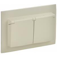 купить Сканди бежевый розетка скрытая 2-мест заземление с крышкой шторки IP44  в Самаре Сканди бежевый розетка скрытая 2-мест заземление с крышкой шторки IP44