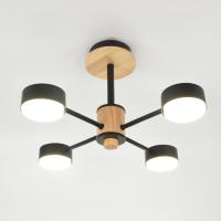 купить Светильник потолочный (люстра) 4*15Вт GX53 черный/дерево в Самаре Светильник потолочный (люстра) 4*15Вт GX53 черный/дерево